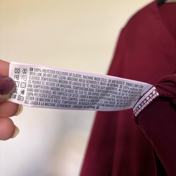 Elegant Burgundy Wrap Top - Picture 4 of 4